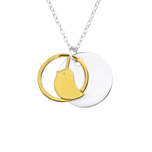 Lantisor din argint cu pandantiv pasare placat cu aur galben 18K DiAmanti DIA22721 (Argint 925‰ 2,2 g.)
